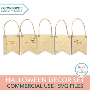 Halloween Laser SVG, Happy Halloween Cut Files, Mini Trick or Treat Banner Cut Files, Files for Glowforge, It&#39;s Spooky Season Decor, Boo