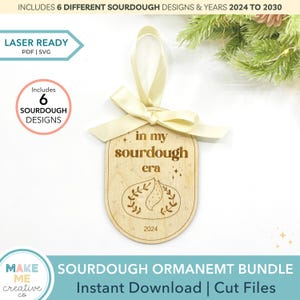 Sourdough Starter Ornament SVG Christmas Custom Gift Laser Cutting File Holiday Decor Bread Ornament Sourdough Era Personalized svg