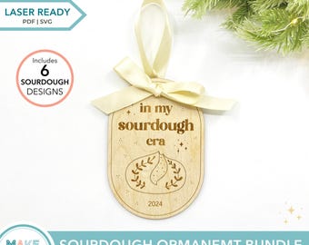 Sourdough Starter Ornament SVG Christmas Custom Gift Laser Cutting File Holiday Decor Bread Ornament Sourdough Era Personalized svg