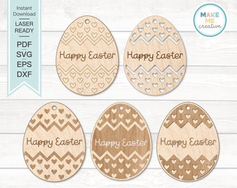 SVG Easter Basket Tags, Easter Egg SVG, Easter Laser Cut File, Glowforge Cut File, Cricut Files