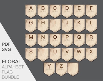 Alphabet Sign SVG Bundle, Cut Files for Nursery Decor, Alphabet Letter Hanging Banner Cut File Bundle, Commercial Use