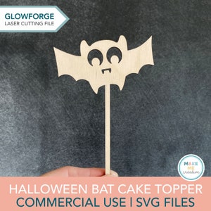 Halloween Bat SVG, Cute Bat Cake Topper Laser Cut File, Halloween Monster Decorations, Glowforge Digital Cut File