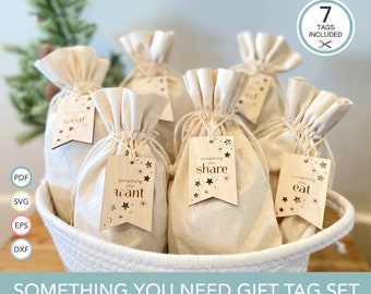 Christmas Tags SVG, Want Read Wear Need Xmas Gift Tags Laser Cut File, Glowforge SVG Files