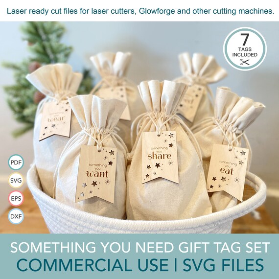 Christmas Tags SVG, Want Read Wear Need Xmas Gift Tags Laser Cut File, Glowforge SVG Files