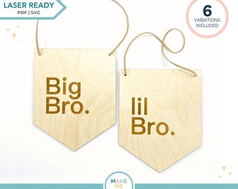 Kids Decor SVG Sibling Big Bro Wall Banner Big Sis Lil Sis Personalized Bedroom Sign Decoration Laser File Lil Bro Lil Sis File Bundle