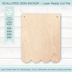 SVG, geschulpte teken banner SVG, geschulpte rand deur hanger SVG, geschulpte teken backer gesneden bestand, deur hanger SVG, Glowforge SVG