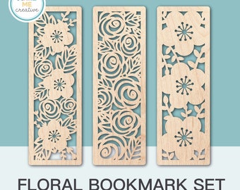 SVG Bookmark Laser Cut Files, Svg Files For Cricut, Svg Bundle, SVG cricut, Svg Flowers, Glowforge svg, floral svg pattern