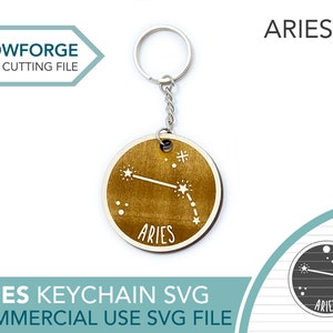 Archivo de corte SVG de ARIES, archivo láser Glowforge, amuleto de constelación de signo estelar, regalo de marzo y abril, archivo de corte con grabado láser celestial, corte por láser