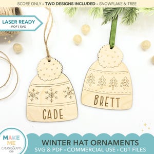 Kerstmuts SVG kerst ornament beanie SVG decoratie lasergesneden bestand kerst sneeuwvlok boom ornament bestand vakantie decoratie winter