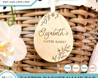Easter Basket SVG, Easter Gift Tag Laser Cutting File, Easter egg Bag Tag