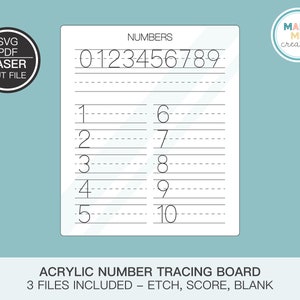 Number Tracing SVG, Acrylic 123 Dry Erase Board Cut File, Glowforge Laser Cutting SVG, Educational Digital Download, Commercial Use