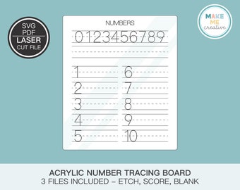 Number Tracing SVG, Acrylic 123 Dry Erase Board Cut File, Glowforge Laser Cutting SVG, Educational Digital Download, Commercial Use