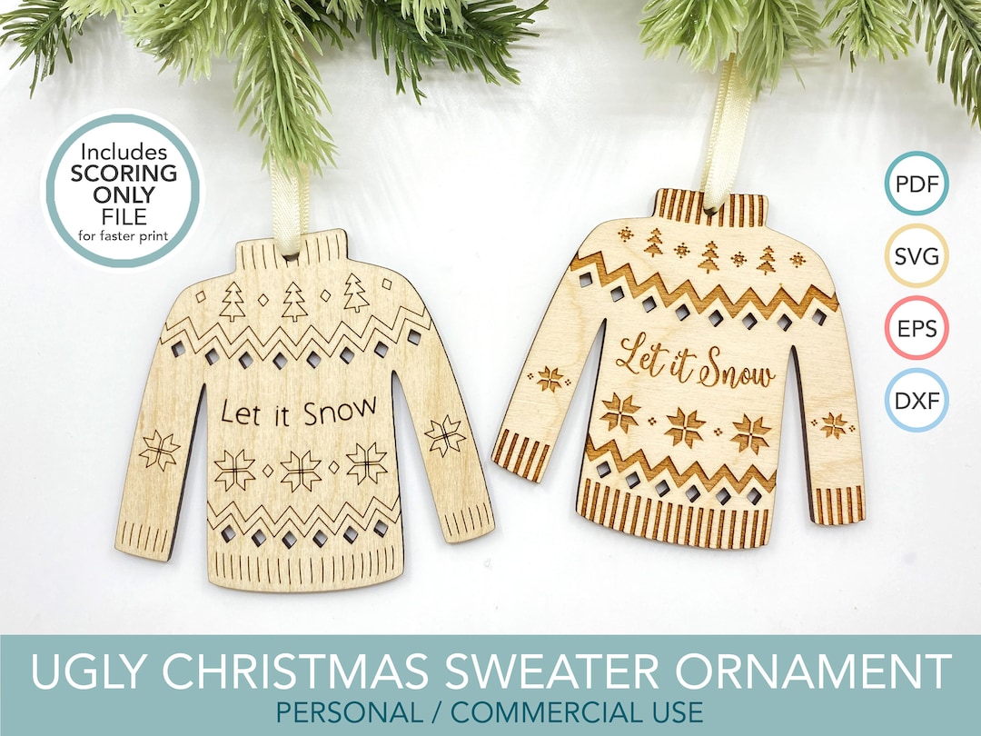 Christmas Sweater SVG, Ugly Holiday Sweater Ornament Laser Cut File ...