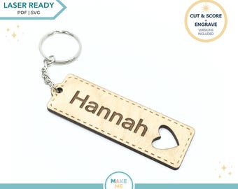 Valentines Heart SVG Valentines Gift Laser Cut File Personalized Keychain Template Laser File Custom Gift SVG Keychain Heart Cutout Charm