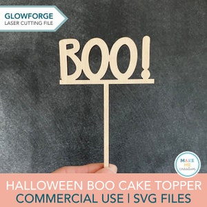 Boo Halloween Laser File, Boo SVG, Spooky Cake Topper, Glowforge Digital Laser Cutting File
