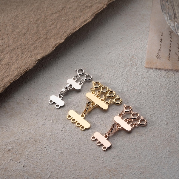 14K Gold Layered Necklace Separator - Multi Necklace Detangler Clasp - Multi Layer Clasp - Untangle Layering Clasp Necklace Spacer