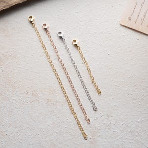 Necklace Extender for Perfect Fit, 14K Gold Plated Extension, 2-3-4-5 inches Options, Woman Jewelry, Spring Ring Clasp or Lobster Claw,