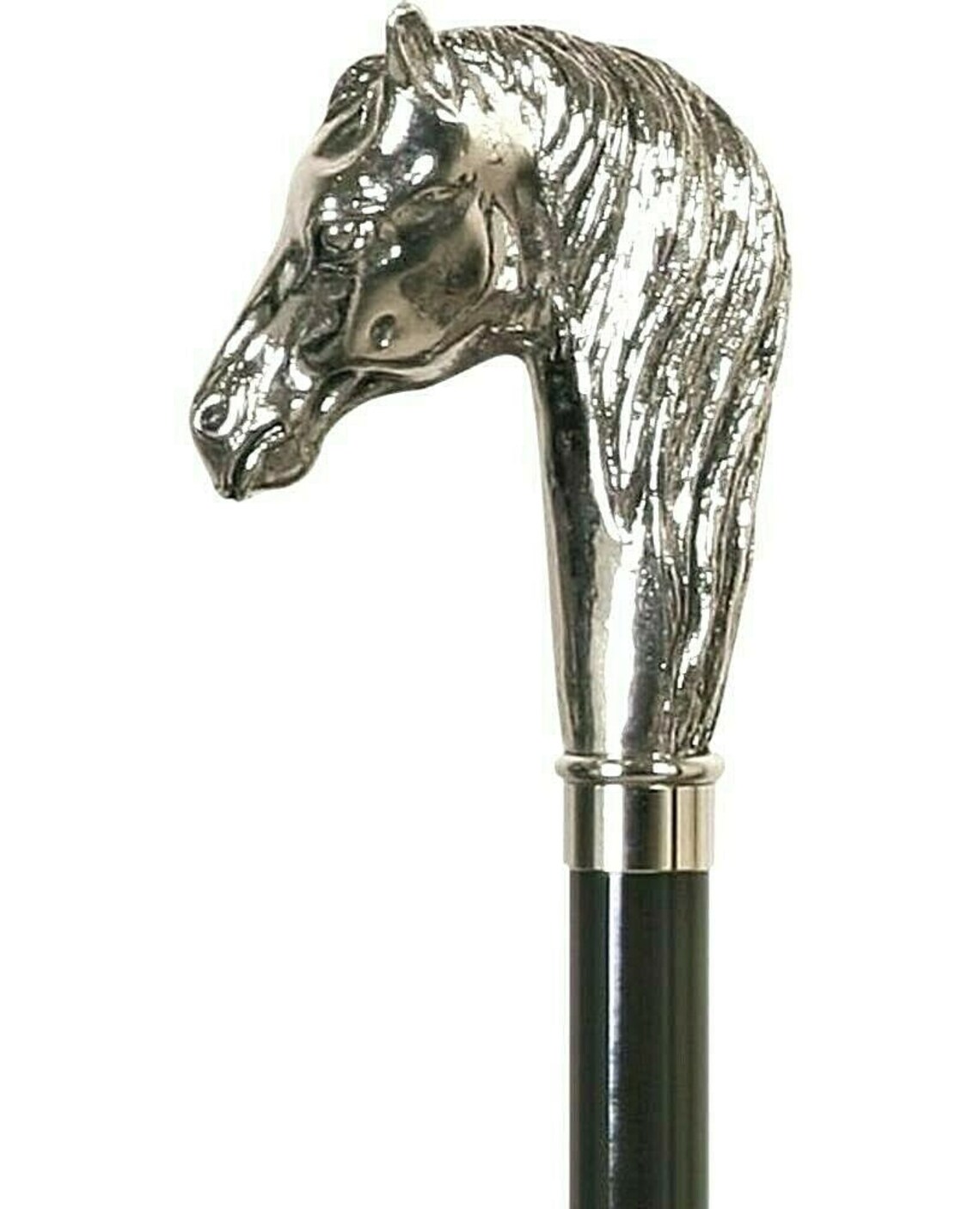 Nickel Silver Horse Head Walking Stick Noir Bois Formel Bâton Etsy