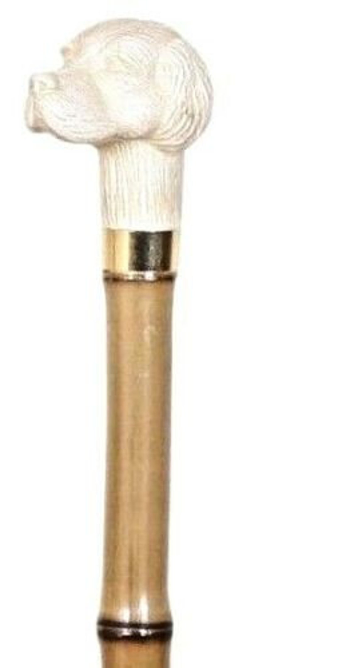 Dog Head Walking Stick Imitation Ivory on Bamboo Shaft Etsy