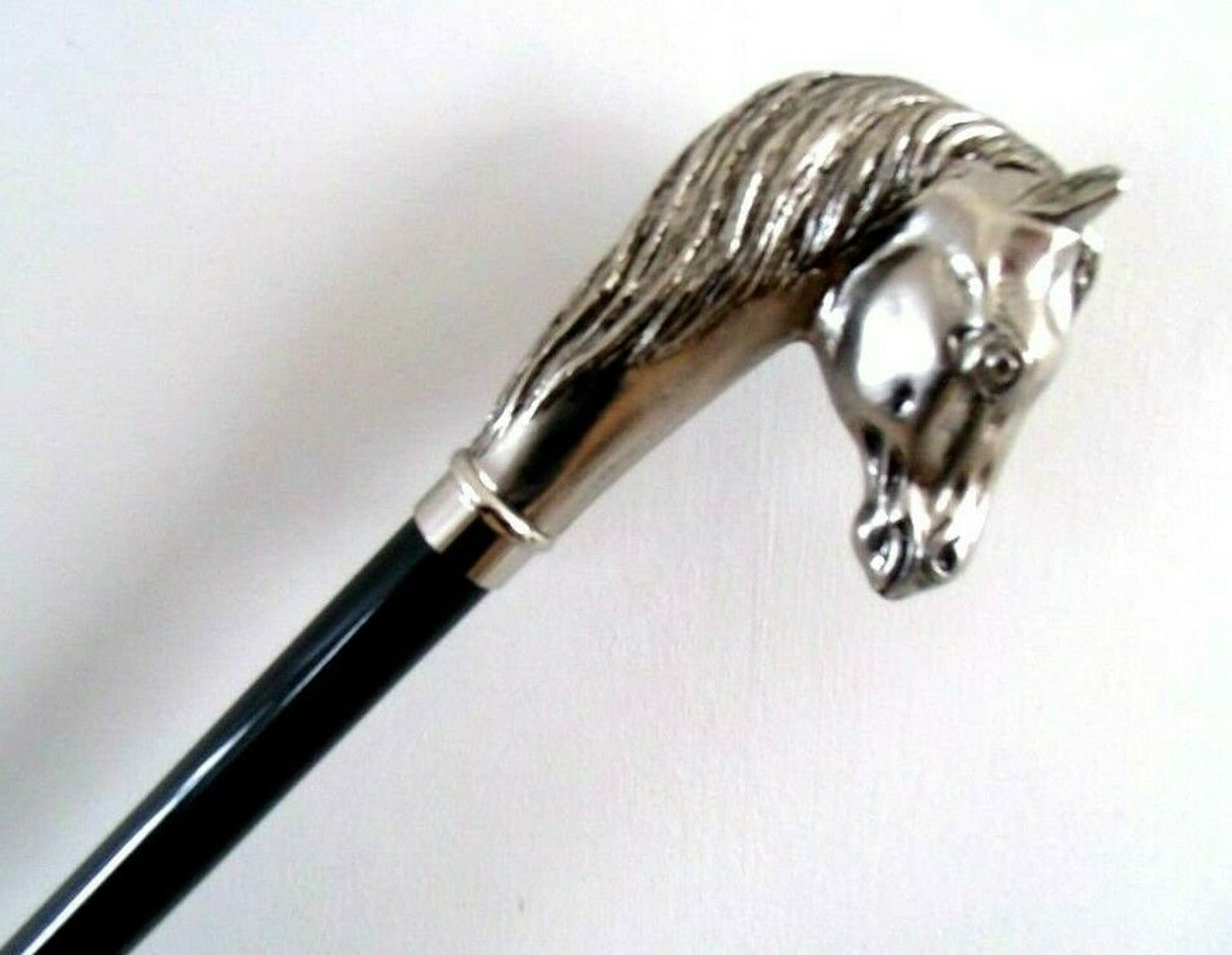Nickel Silver Horse Head Walking Stick Noir Bois Formel Bâton Etsy