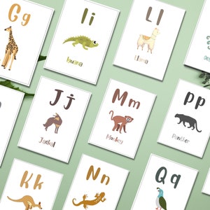 26 ABC Animal Alphabet Lernkarten, digitale Alphabet-Karte für Vorschule, Homeschool, Kindergarten