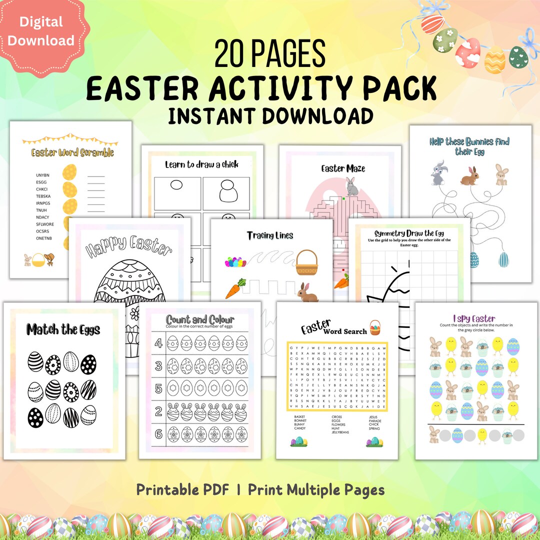 Easter Activity Pack for Kids, Easter Printable Games and Puzzles ...