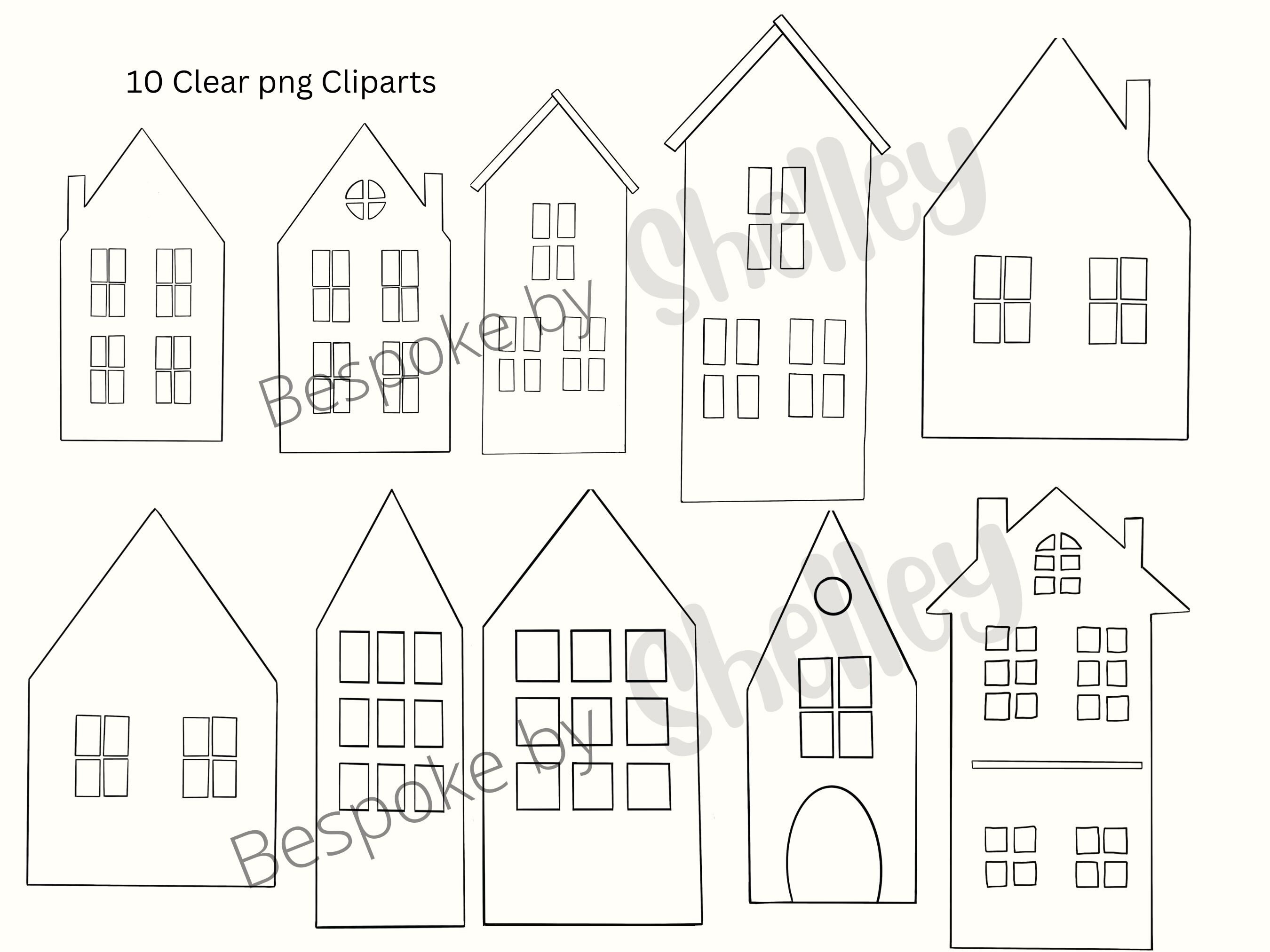 Nordic Houses Clipart Village Scene, 60 Handrawn Images With