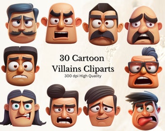 Tecknad skurk Clipart-set – Sinister Fantasy Illustrations (digital nedladdning)