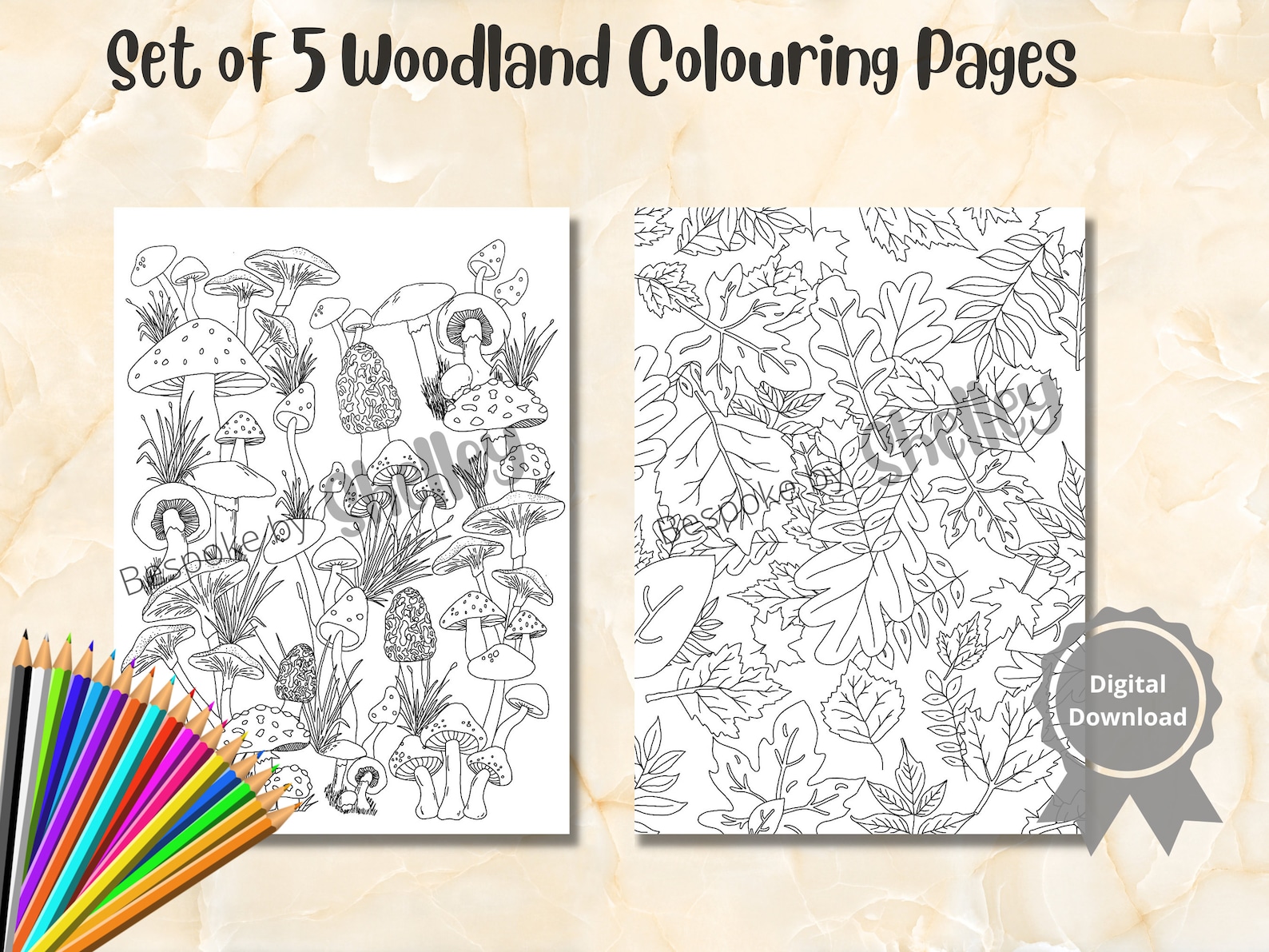 5 Printable Woodland Colouring Pages Digital Colouring Pages Etsy UK