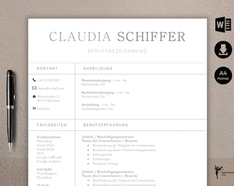 BEWERBUNGSVORLAGE mit Foto - Deutsch / CV mit Foto / Deckblatt, Anschreiben, Lebenslauf und Bewerbungstipps/ Bewerbungsvorlagen für Word