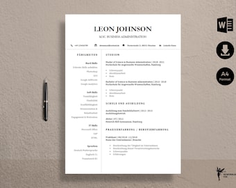 BEWERBUNGSVORLAGE Student, Lebenslauf Deutsch mit Foto | CV mit Foto | Deckblatt, Anschreiben, Lebenslauf, Bewerbungstipps| Lebenslauf Word