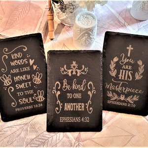 Base para panela de ardósia, base para panela de ardósia, suporte para panela de ardósia, placa de ardósia, decoração de pedra personalizada, placa de ardósia com suporte, base para panela com versículo bíblico, decoração de mesa