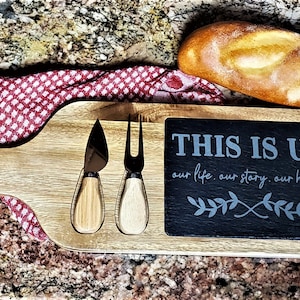 Personalized Slate Cheese Board, Custom Slate Board with Tools, Slate Serving Tray, Charcuterie Board, Wedding Gift, Engagement Gift,