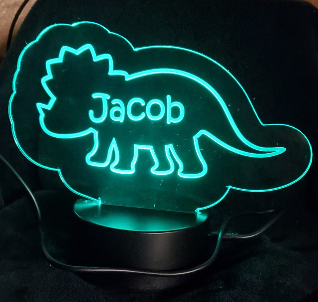 LED Acrylic Lightup Dinosaur Nightlight, Gift for Grandchild