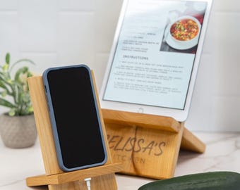 Personalized Red Alder Cookbook Stand: Recipe Tablet Holder