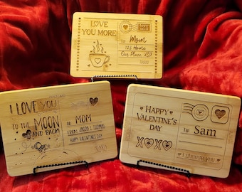 Personalized Bamboo Valentine's Day Postcard: Laser Engraved Keepsake