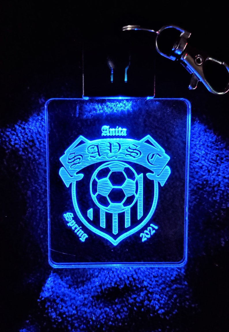 Acrylic LED Keychain Laser Engraved Sports Keychain Etsy
