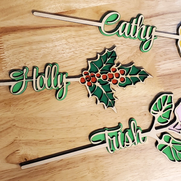 Birth Month Personalized Flower, Wood, Birth Month Flower, Place Setting, Custom Name Wooden Flower, Gift for Her, Prom Proposal Gift,