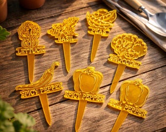 Laser Cut Acrylic Garden Markers, Herb Vegetable Plant Tags