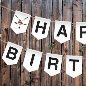 Alles Gute zum Geburtstag Banner Eishockey Geburtstagsbanner Eisbahn Junge Geburtstag Hockey Thema Banner Sofort Download druckbare