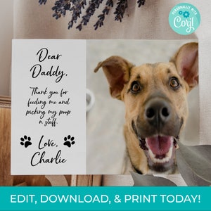 Dog Dad Photo Card, Cat Dad Photo Card, Pet Father&#39;s Day Card, Fur Dad Card, Father&#39;s Day Card, Editable Template Instant Download