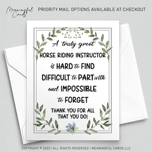 Carte de remerciement pour moniteur d'équitation pour moniteur d'équitation