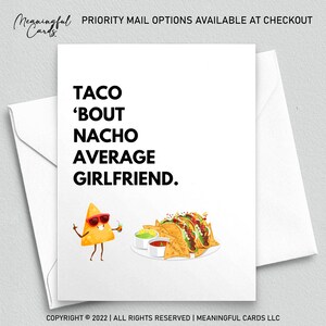 Petite amie moyenne Taco 'Bout Nacho / Jolie carte drôle pour petite amie / Cartes ringard / Cartes ringard