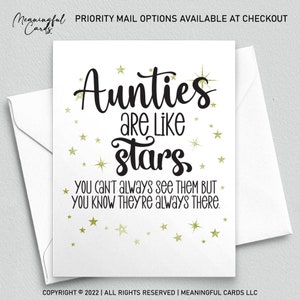 Aunties Card for Aunt - Aunties are Like Stars, You Can't Always See Them But You Know They're Always There