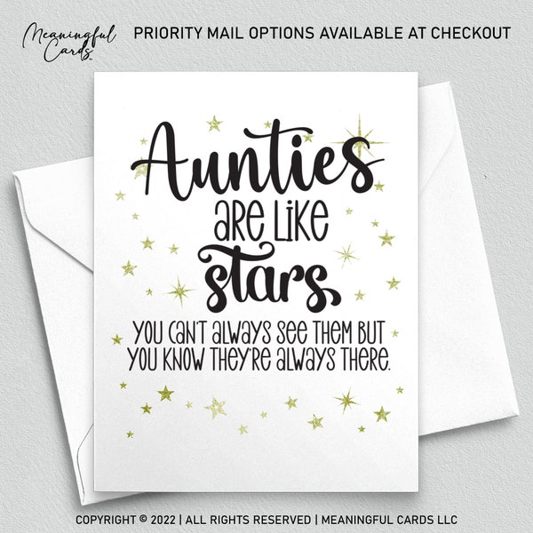 Aunties Card for Aunt - Aunties are Like Stars, You Can't Always See Them But You Know They're Always There