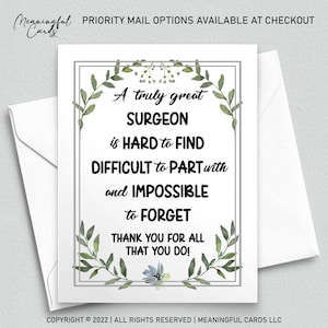 Cadeau pour chirurgien carte de remerciement pour chirurgien