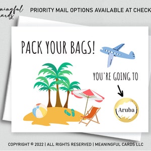 Faites vos valises Carte de voyage surprise, carte à gratter, cadeau vacances à la plage carte à gratter surprise, carte de vacances surprise Nous partons en voyage