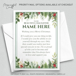 Carte de Noël personnalisée pour ma fille de maman/papa