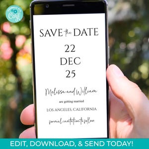 BEWERKBARE Save the Date digitale huwelijksuitnodiging minimalistische aanpasbare digitale bruiloft uitnodiging sjabloon direct downloaden
