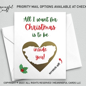 Carte de Noël coquine pour elle, carte de Noël adulte, carte de Noël coquine à gratter, carte de Noël drôle pour petite amie, femme